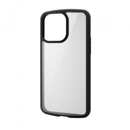 ELECOM PM-A23DTSLFCBK iPhone 15 Pro Max用ハイブリッドケース/TOUGH SLIM LITE/フレームカラー/背面クリア/ストラップシート付属/ブラック
