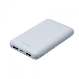 ELECOM DE-C44-10000BU モバイルバッテリー/リチウムイオン電池/薄型/USB PD/20W/10000mAh/USB Type-C入出力1ポート/USB-A出力2ポート/ブルー