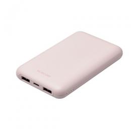 ELECOM DE-C44-10000PN モバイルバッテリー/リチウムイオン電池/薄型/USB PD/20W/10000mAh/USB Type-C入出力1ポート/USB-A出力2ポート/ピンク