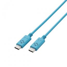 ELECOM MPA-CCF20BUF USB Type-C to USB Type-Cケーブル/USB Power Delivery対応/顔つきタイプ/2.0m/ベイビー(ブルー×ブラック)