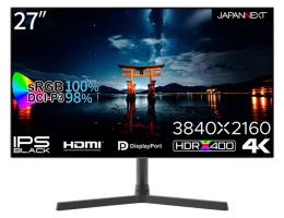 【法人様宛限定】JAPANNEXT JN-27IPSB4FLUHDR 液晶ディスプレイ 27型/3840×2160/DP×1、HDMI×2/ブラック/スピーカー：有/2年保証