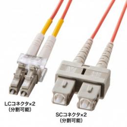 サンワサプライ HKB-LCSC5-15N メガネ型光ファイバケーブル（マルチ50μm、LC×2-SC×2、15m）