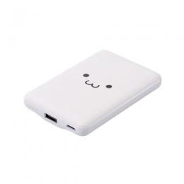 ELECOM DE-C45-5000WF モバイルバッテリー/リチウムイオン電池/薄型/15W出力/5000mAh/USB Type-C入出力1ポート/USB-A出力1ポート/しろちゃん