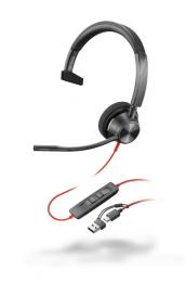 日本HP 8X215AA Poly Blackwire 3310  USB-C+USB-A 変換アダプタ付 片耳 有線モデル ノイズキャンセリングマイク搭載