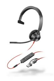 日本HP 8X218AA Poly Blackwire 3315  USB-C+USB-A 変換アダプタ付 片耳 有線モデル ノイズキャンセリングマイク搭載 レザレットイヤークッション 3.5mmジャック対応  Microsoft Teams認定