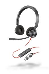 日本HP 8X220AA Poly Blackwire 3320 USB-C+USB-A 変換アダプタ付 両耳 有線モデル ノイズキャンセリングマイク搭載  Microsoft Teams認定モデル