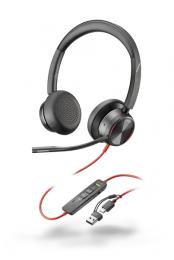 日本HP 8X223AA Poly Blackwire 8225 USB-C+USB-A 変換アダプタ付 両耳 有線モデル ノイズキャンセリングマイク搭載 レザレットイヤークッション 3.5mmジャック対応