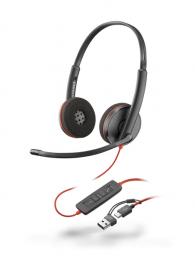 日本HP 8X228AA Poly Blackwire 3220 USB-C+USB-A 変換アダプタ付 両耳 有線モデル ノイズキャンセリングマイク搭載