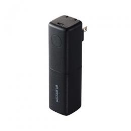 ELECOM DE-AC08-5000BK モバイルバッテリー/リチウムイオン電池/AC一体型/おまかせ充電/USB PD/20W/5000mAh/USB-C出力×1/PSE適合/ブラック
