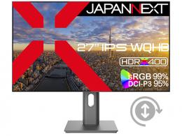 【法人様宛限定】JAPANNEXT JN-IPS27WQHD-C65W-HSP 液晶ディスプレイ 27型/2560×1440/DP、HDMI、USB-C×1/ブラック/スピーカー有/2年保証
