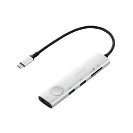 ELECOM DST-S080BPSV Type-Cドッキングステーション/画面オンオフスイッチ付/USB PD対応/USB-A×2/USB-C×3/HDMI(4K60Hz)/SD+microSD/シルバー