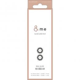 ELECOM PM-A24AFLLGRSV iPhone 16/iPhone 16 Plus用カメラレンズガラスフィルム/ラインストーン/&Me/シルバー