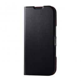 ELECOM PM-A24APLFUBK iPhone 16用レザーケース/手帳型/UltraSlim/薄型/磁石付き/ブラック