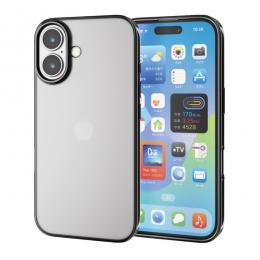 ELECOM PM-A24AUCTMBK iPhone 16用ソフトケース/サイドメッキ/メタリックブラック