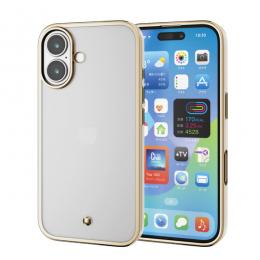 ELECOM PM-A24AUCTMLGB iPhone 16用ソフトケース/メタリックライン/グレージュ
