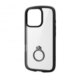 ELECOM PM-A24CTSLFCRBK iPhone 16 Pro用ハイブリッドケース/TOUGH SLIM LITE/フレームカラー/背面クリア/リング付き/ストラップシート付属/ブラック