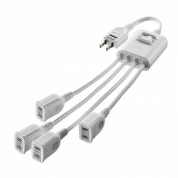サンワサプライ TAP-EX4SWW 一括集中スイッチ付き電源延長コード（2P・4分岐・4個口・ホワイト）