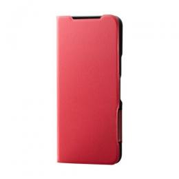 ELECOM PM-F243PLFURD らくらくスマートフォン a/らくらくスマートフォン Lite(MR01)用レザーケース/手帳型/UltraSlim/薄型/磁石付き/レッド