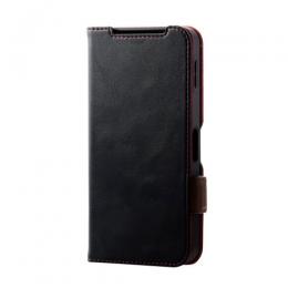ELECOM PM-S244PLFYBK AQUOS sense9(SH-53E)用レザーケース/手帳型/ステッチ/耐衝撃/磁石付き/ブラック