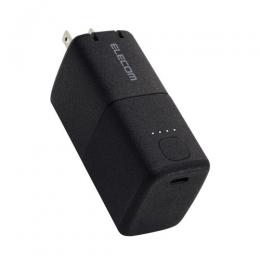 ELECOM DE-AC09-5000BK モバイルバッテリー/リチウムイオン電池/AC一体型/おまかせ充電/USB PD/30W/5000mAh/USB-C入出力×1/PSE適合/ブラック