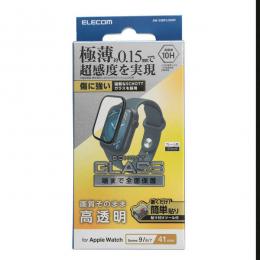 ELECOM AW-23BFLGS2R Apple Watch 41mm/フルカバーガラスフィルム/高透明/極薄/貼付治具付
