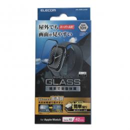 ELECOM AW-24BFLGARR Apple Watch 42mm/フルカバーガラスフィルム/スーパーAR/高透明/防指紋/貼付治具付