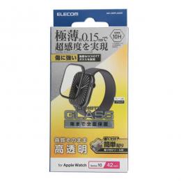 ELECOM AW-24BFLGS2R Apple Watch 42mm/フルカバーガラスフィルム/高透明/極薄/貼付治具付