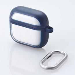 ELECOM AVA-AP06TSLFCNV AirPods 第4世代/アクティブノイズキャンセリング搭載AirPods 第4世代/TOUGH SLIMケース/カラビナ付/ネイビー