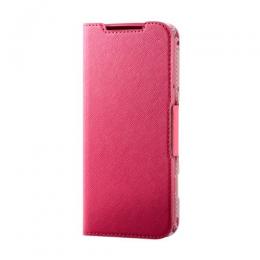 ELECOM PM-F244PLFUJPND らくらくスマートフォン(F-53E)/レザーケース/手帳型/UltraSlim/Flowers/薄型/超軽量/磁石付き/ディープピンク