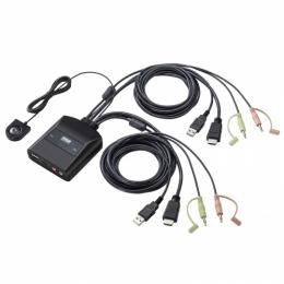 サンワサプライ SW-KVM2WHUUS 手元スイッチ付きパソコン自動切替器（4K対応、2：1）
