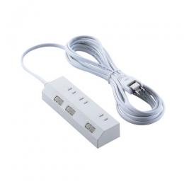 ELECOM T-IS01-2350WH 個別スイッチタップ/雷サージ付き/ホコリシャッター付き/3個口/5m/ホワイト
