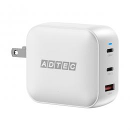 ADTEC APD-V100AC2-WH Power Delivery対応 GaN AC充電器/100W/USB Type-A 1ポート/Type-C 2ポート/ホワイト