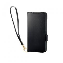 ELECOM PM-G251PLFY4BK Galaxy S25(SC-51F)/ソフトレザーケース/磁石付/耐衝撃/ハンドストラップ付/ブラック