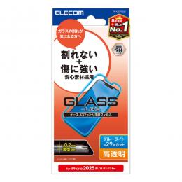 ELECOM PM-A25SFLGLBL iPhone 16e/iPhone 14/iPhone 13/iPhone 13 Proガラスライクフィルム/薄型/高透明/ブルーライトカット