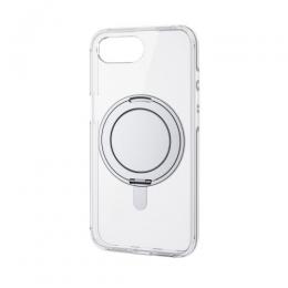 ELECOM PM-A25SMAGSTSV iPhone 16e/ハイブリッドケース/MAGKEEP/スタンド/クリア×シルバー