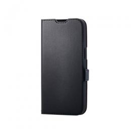 ELECOM PM-A25SPLFMGBK iPhone 16e/ソフトレザーケース/薄型/磁石付/MAGKEEP/ブラック