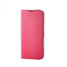 ELECOM PM-A25SPLFUJPND iPhone 16e/レザーケース/手帳型/UltraSlim/Flowers/薄型/磁石付き/ディープピンク