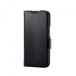 ELECOM PM-A25SPLFY3BK iPhone 16e/レザーケース/手帳型/耐衝撃/磁石付き/ステッチ/カード収納充実/ブラック