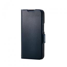 ELECOM PM-A25SPLFY3NV iPhone 16e/レザーケース/手帳型/耐衝撃/磁石付き/ステッチ/カード収納充実/ネイビー