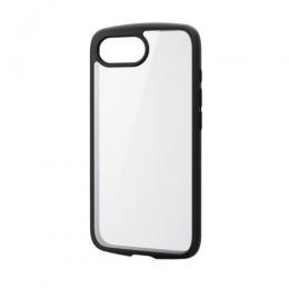 ELECOM PM-A25STSLFCGBK iPhone 16e/ハイブリッドケース/TOUGH SLIM LITE/フレームカラー/背面クリア/背面ガラス/ストラップシート付属/ブラック