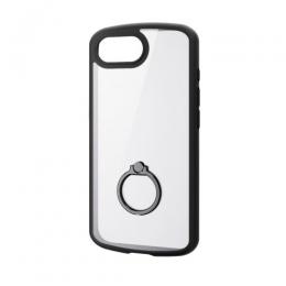 ELECOM PM-A25STSLFCRBK iPhone 16e/ハイブリッドケース/TOUGH SLIM LITE/フレームカラー/背面クリア/リング付/ブラック