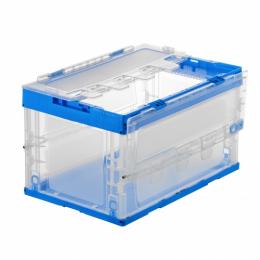 サンワサプライ CNT-CV50CL 折りたたみコンテナ 50リットルふた付き クリア色