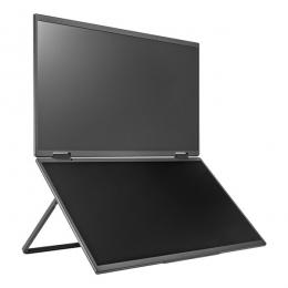 プリンストン PTF-M156DS 15.6型 2画面 フルHDモバイルディスプレイ/1920×1080/HDMI、USB Type-C/ブラック/スピーカー：あり