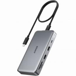【法人様宛限定】ANKER  A83860A1 Anker 563 USB-C Hub (10-in-1、Dual 4K HDMI、for MacBook) B2C - UN Gray Iteration 1