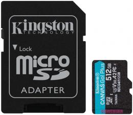 Kingston SDCG4/512GB 512GB microSDXC Canvas Go! Plus Gen4 200MB/s A2 U3 V30 Card + Adapter