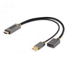 StarTech.com 128-HDMI-DISPLAYPORT ディスプレイ変換ケーブル/HDMI2.0-DisplayPort1.2/30cm/4K60Hz/アクティブ変換/USBバスパワー/HDR対応ディスプレイアダプター/PCのHDMIソースをDPモニターに出力