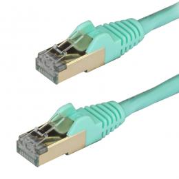 StarTech.com 6ASPAT50CMAQ カテゴリ6A対応LANケーブル(0.5m/アクア)Cat6ASTP(シールドツイストペア)ケーブルツメ折れ防止カバー付き
