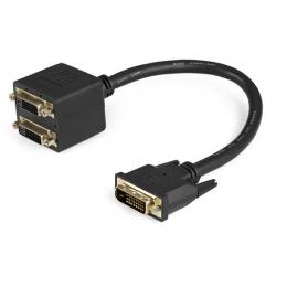 StarTech.com DVISPL1DD 30cmDVI-D-2xDVI-D分岐ケーブル1xDVI-D(25ピン)オス-2xDVI-D(25ピン)メス分配ケーブル/スプリッタブラック