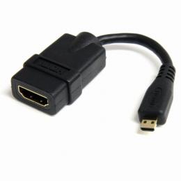 StarTech.com HDADFM5IN 12cmハイスピードHDMI変換ケーブル/変換アダプタHDMIタイプAメス-マイクロ/MicroHDMIタイプDオスブラック