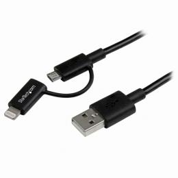 StarTech.com LTUB1MBK AppleLightning/MicroUSB-USBケーブル1mブラックiPhone/iPod/iPad/Androidスマホ対応